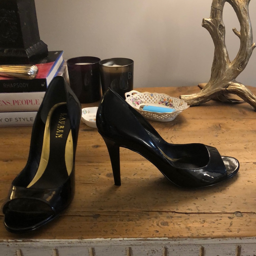 Ralph Lauren Patent , open toe pump